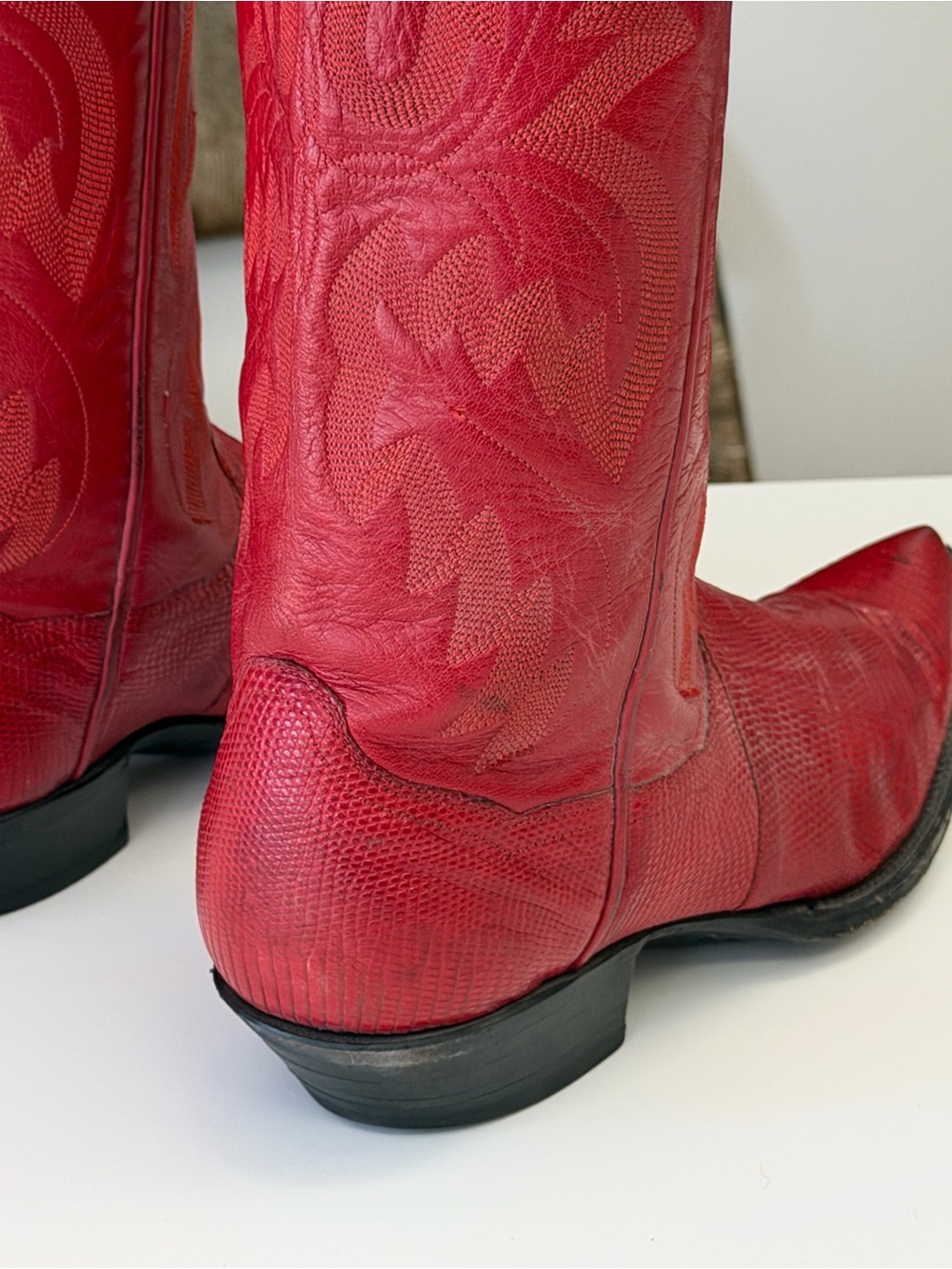 Panhandle Slim Vintage Red Leather Cowboy Boots Size 6.5 - Picture 7 of 8